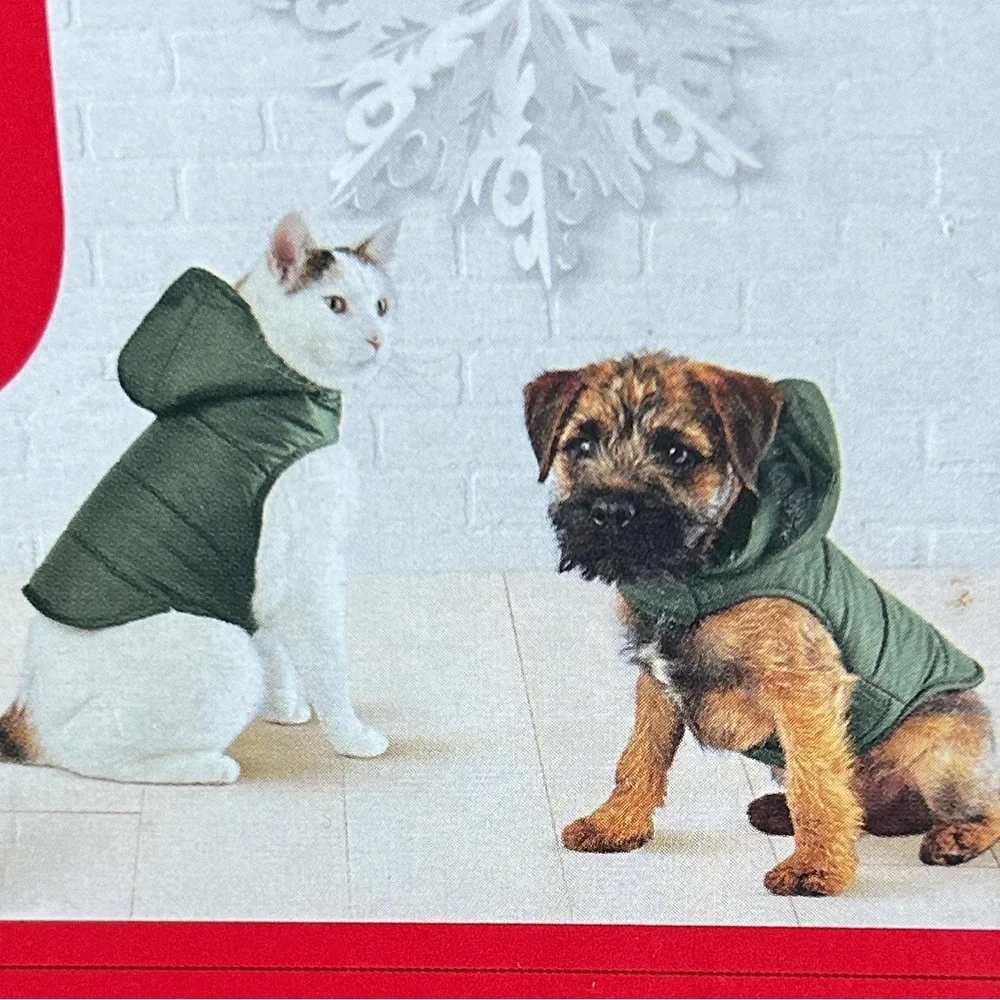 Wondershop Pet Puffer Hooded Vest Forest Green